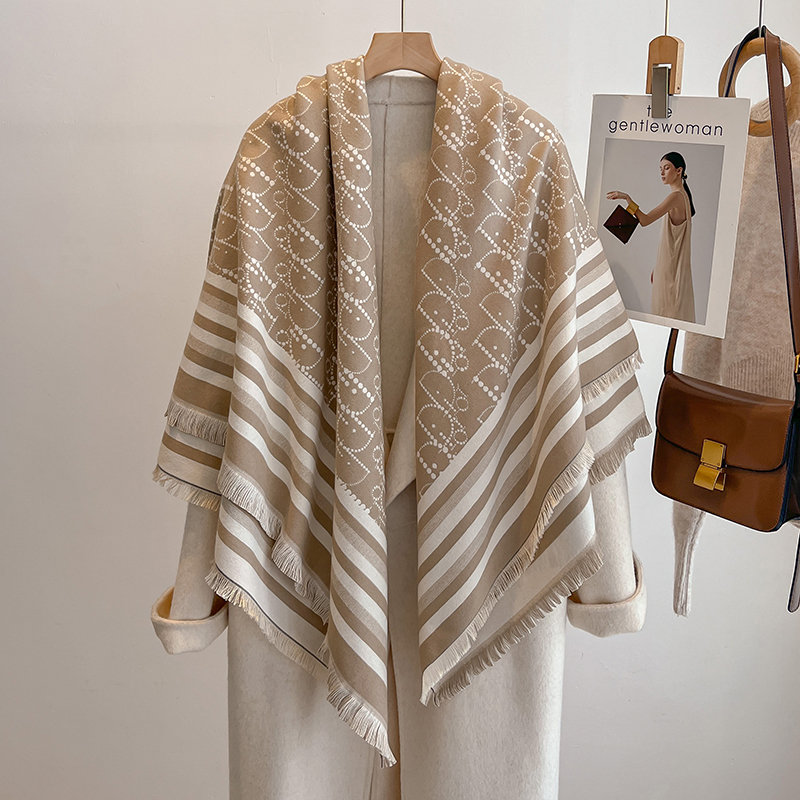 Cashmere Throw Blanket - Elegant Striped Design Scarf Imitation Cashmere