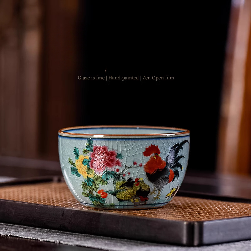 Handmade Ceramic Mug - 100ml/160ml Large Capacity Chinese Retro Rooster