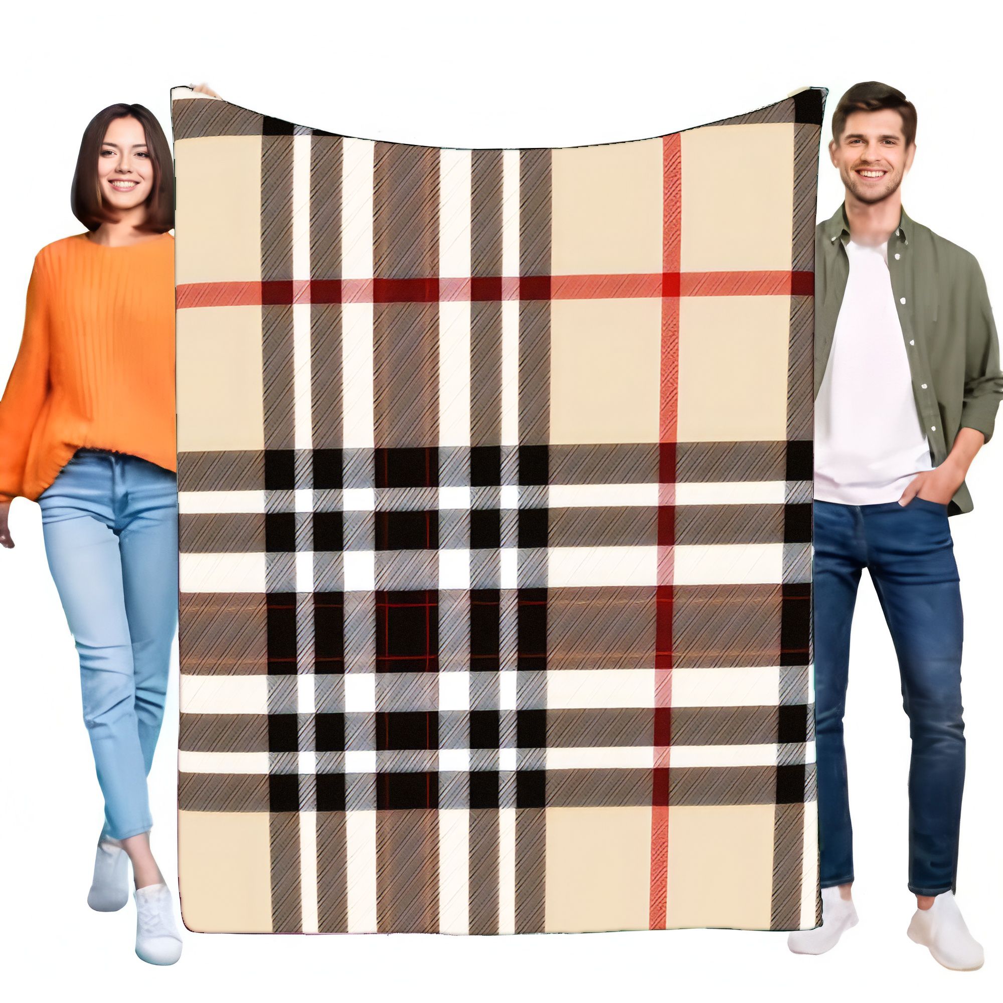 Classic Plaid Blanket with Bei - Cashmere Throw Blanket review and price