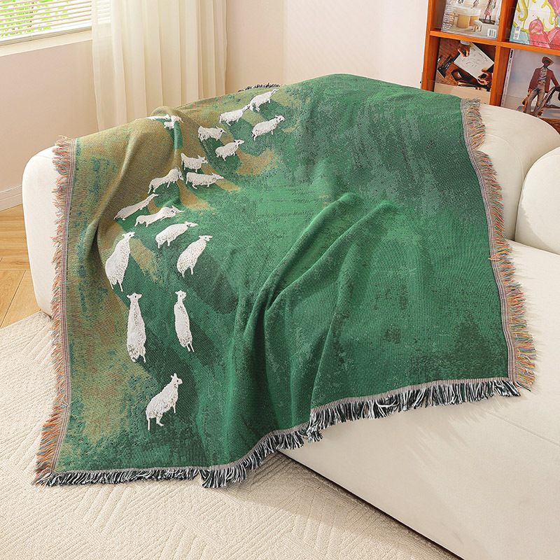 Textile City Sheep Herd Green  - Cashmere Throw Blanket review and price
