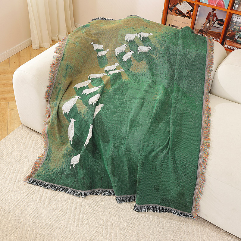 Textile City Sheep Herd Green  - Cashmere Throw Blanket review and price